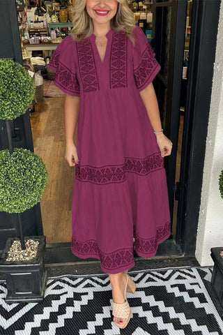 Patterned Tiered Casual Dress