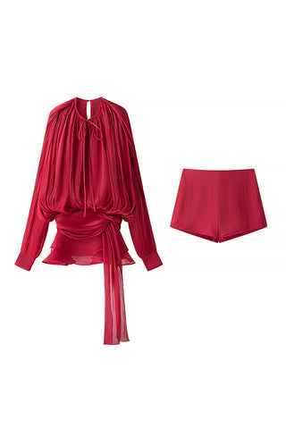 Flowing Blouse and Shorts Set