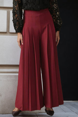 Wide-Leg Pleated Casual Pants