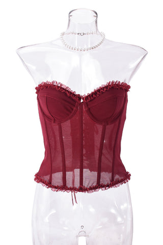 Strapless Mesh Bustier Top