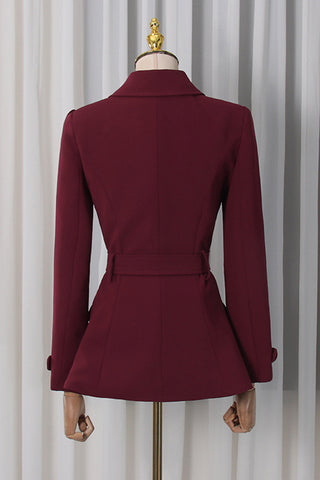 Buttoned Blazer with Waist Belt