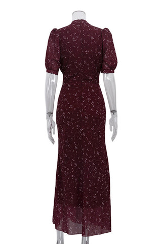 Elegant Puff Sleeve Maxi Dress