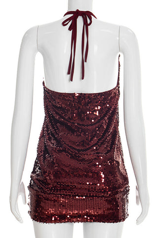 Plunging Sequin Night Out Dress