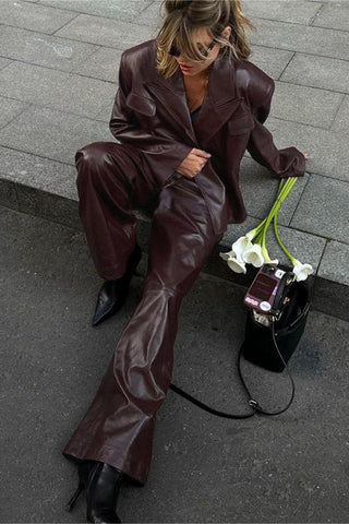 Belted Wide-Leg Pants Set