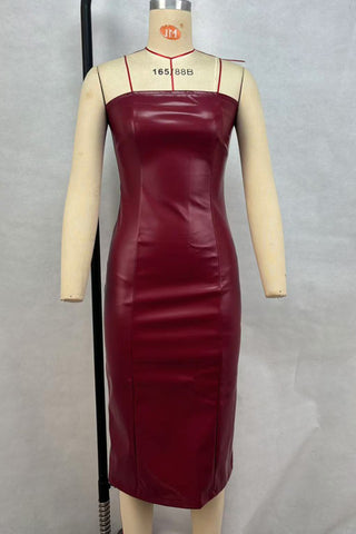 Strapless Midi Dress with Side Slit