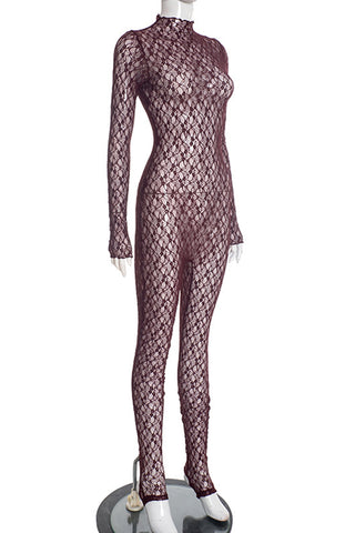 Elegant Lace Long-Sleeve Jumpsuit