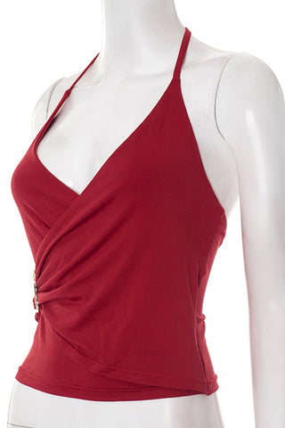 Halter Wrap Top with Buckle