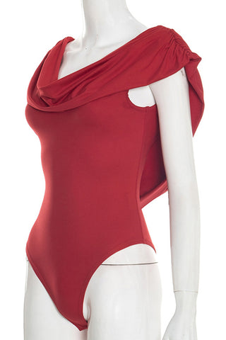 Draped Collar Bodysuit