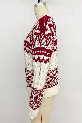 Geometric Pattern Knit Sweater