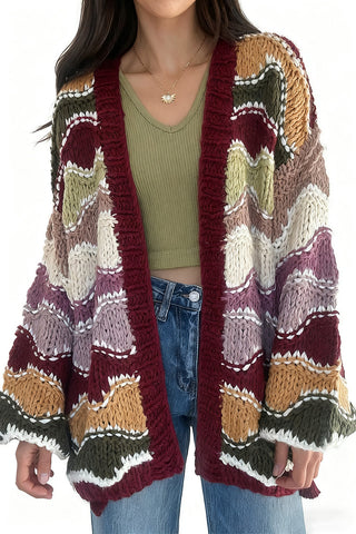 Oversized Chevron Knit Cardigan