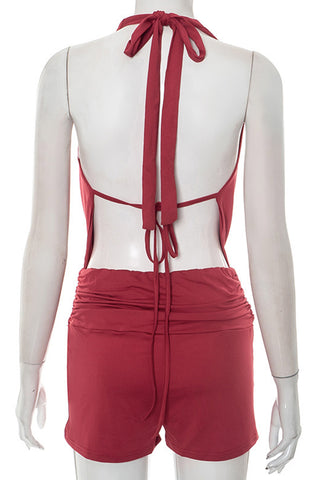 Draped Halter Short Set