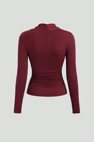 Elegant Ruched Long-Sleeve Top