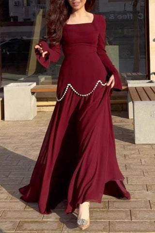 Elegant Long-Sleeve Casual Dress