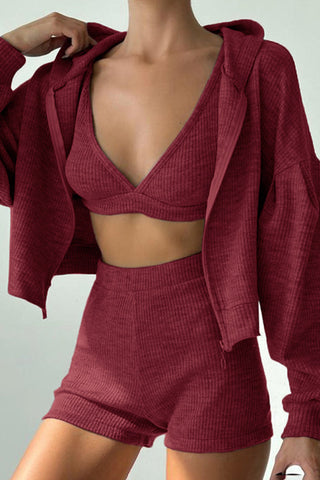 Hooded Zip Jacket Tank and Shorts Set