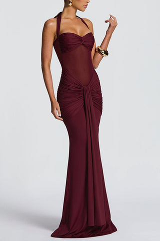Halter Ruched Evening Gown