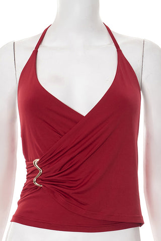 Halter Wrap Top with Buckle