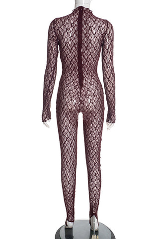 Elegant Lace Long-Sleeve Jumpsuit