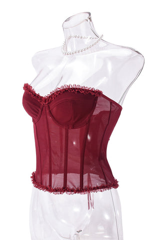 Strapless Mesh Bustier Top