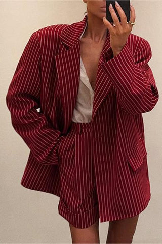 Striped Button-Front Short Set