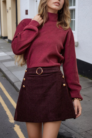 Button-Accent Mini Skirt