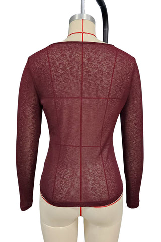Elegant Long-Sleeve Sheer Blouse