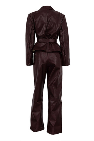 Belted Wide-Leg Pants Set