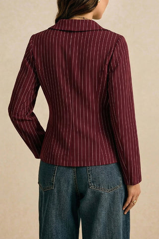 Button-Front Pinstripe Blouse