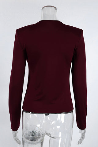 Draped Front Long Sleeve Top