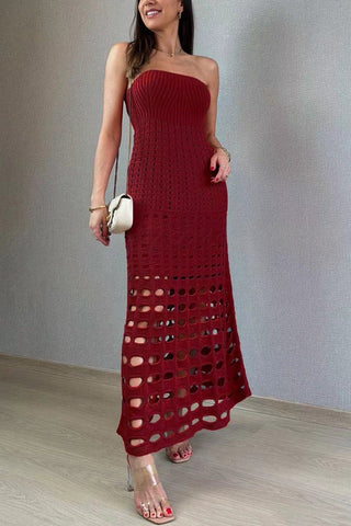 Strapless Crochet Midi Dress