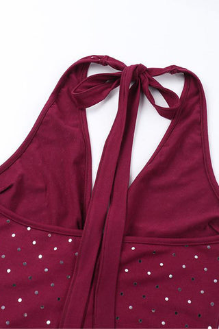 Plunge Neck Rhinestone Romper
