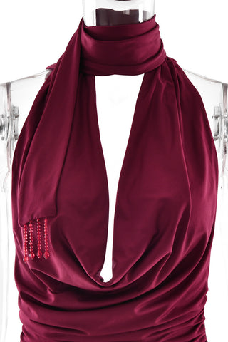 Ruched Skirt Set with Tassels