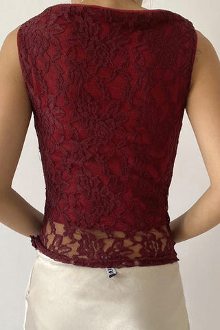 Lace Overlay Fitted Cami Top