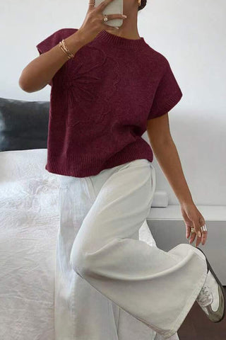 Floral Knit Sleeveless Sweater