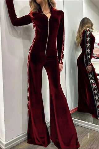 Star-Patterned Zip-Up Jumpsuit