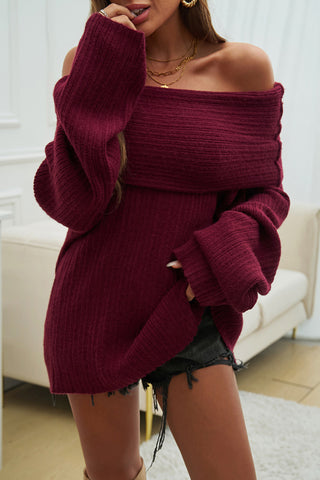 Off-Shoulder Ribbed Sweater