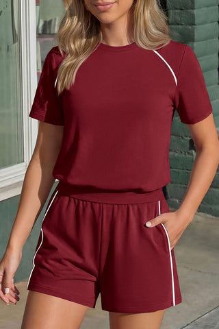 Casual Short Set with Contrast Detail