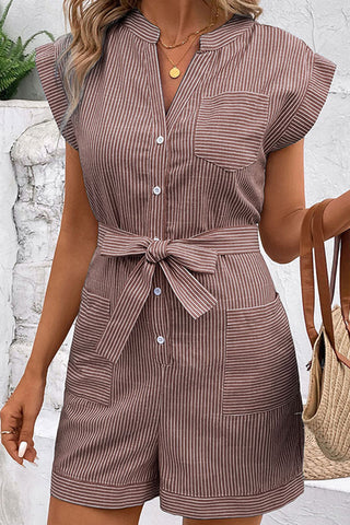 Button-Front Striped Romper