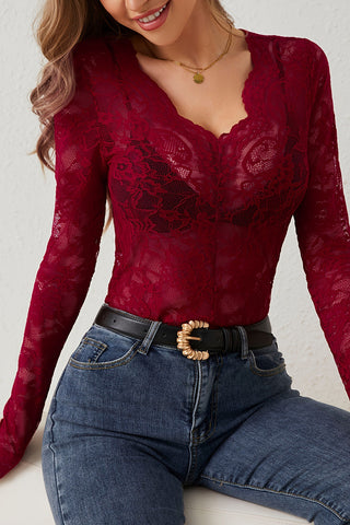 Elegant Lace Long-Sleeve Top