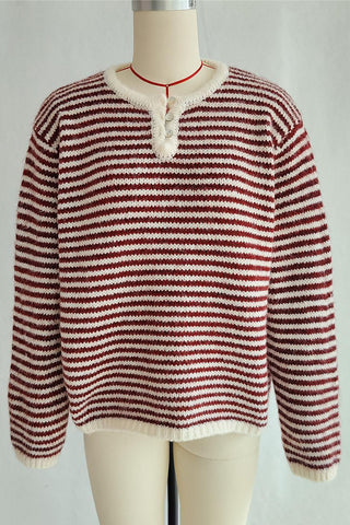 Striped Button-Front Sweater
