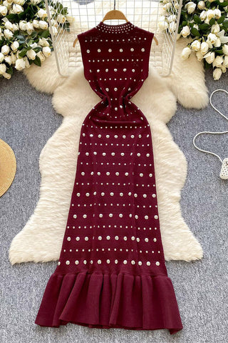 Sleeveless Polka Dot Ruffle Dress