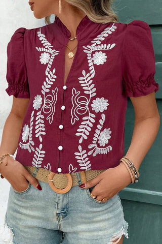 Floral Button-Front T-Shirt