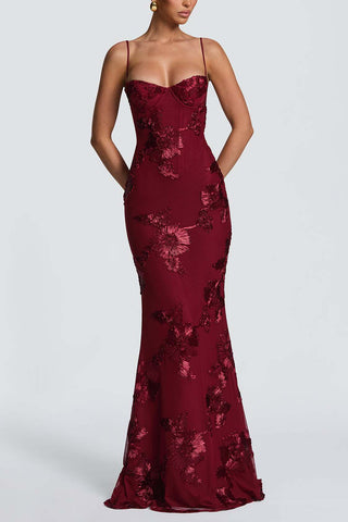 Floral Embellished Evening Gown
