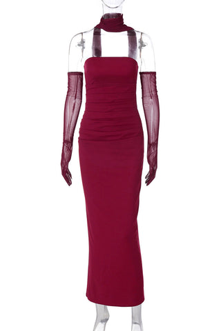 Strapless Evening Dress with Halter Neck