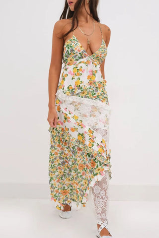 Layered Floral Lace Maxi Dress