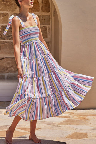 Smocked Tie-Strap Dress