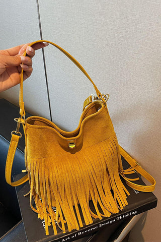 Fringe Accent Shoulder Crossbody Bag