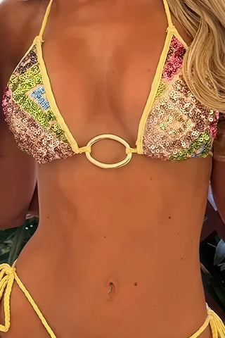 Sequin Embellished Bikini Set