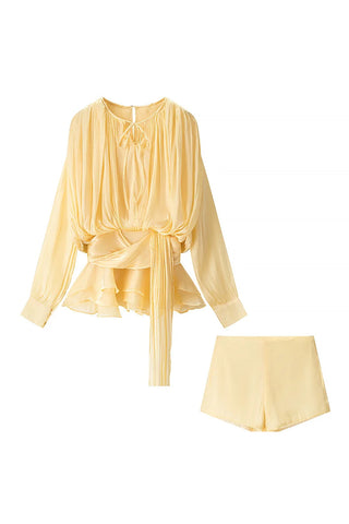 Flowing Blouse and Shorts Set