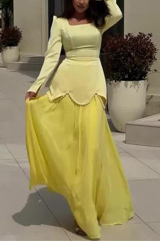 Elegant Long-Sleeve Casual Dress