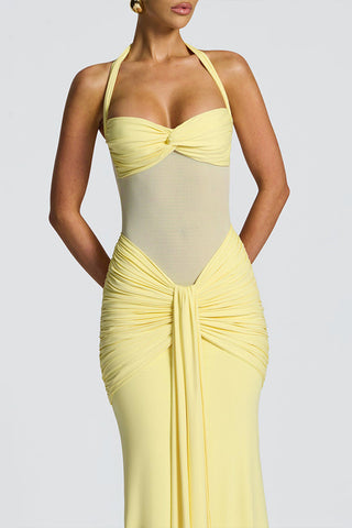 Halter Ruched Evening Gown